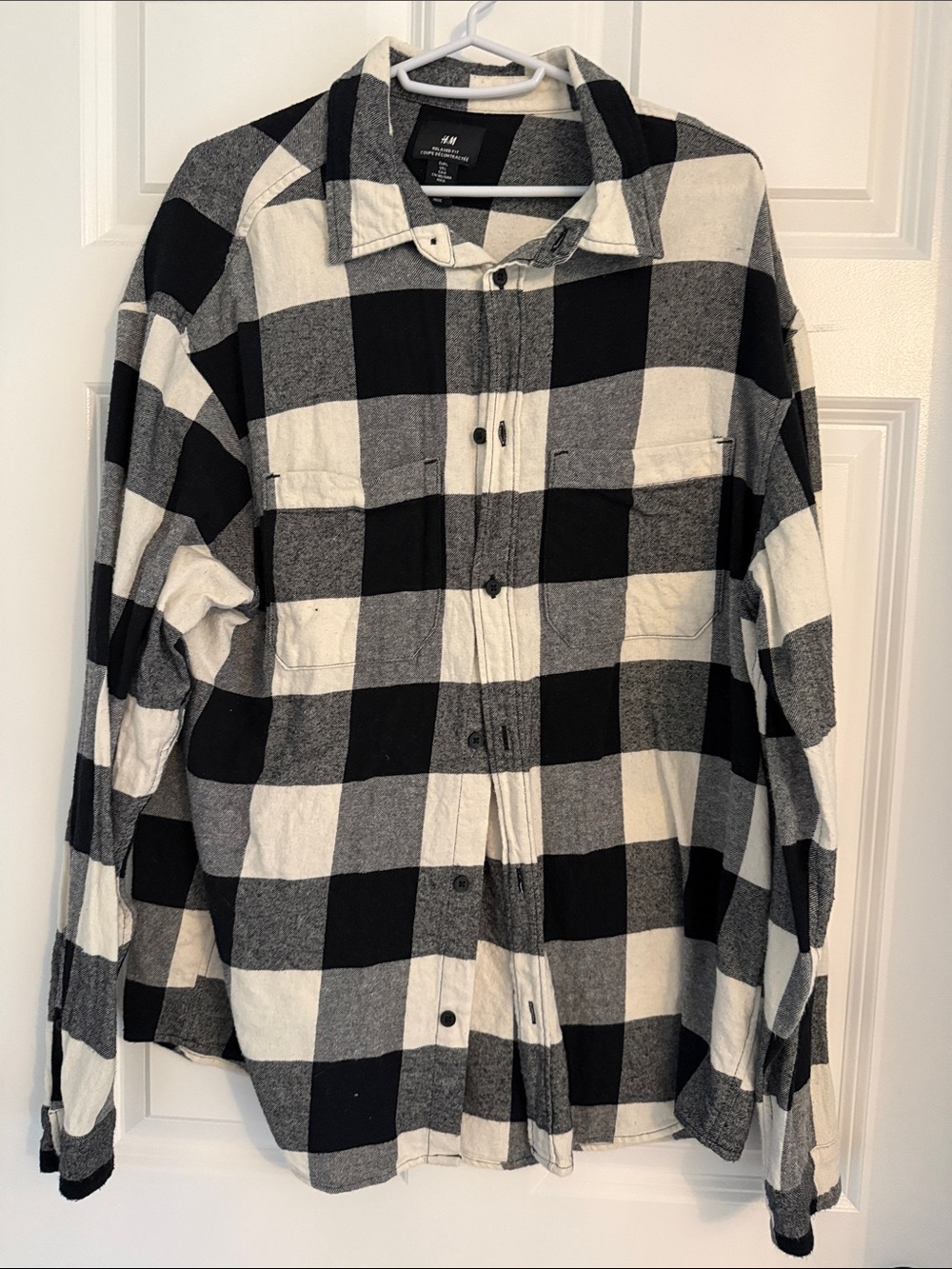 H&M Black & White Buffalo Plaid Flannel Shirt